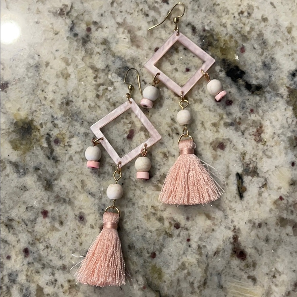 New handmade baby pink tassel earrings